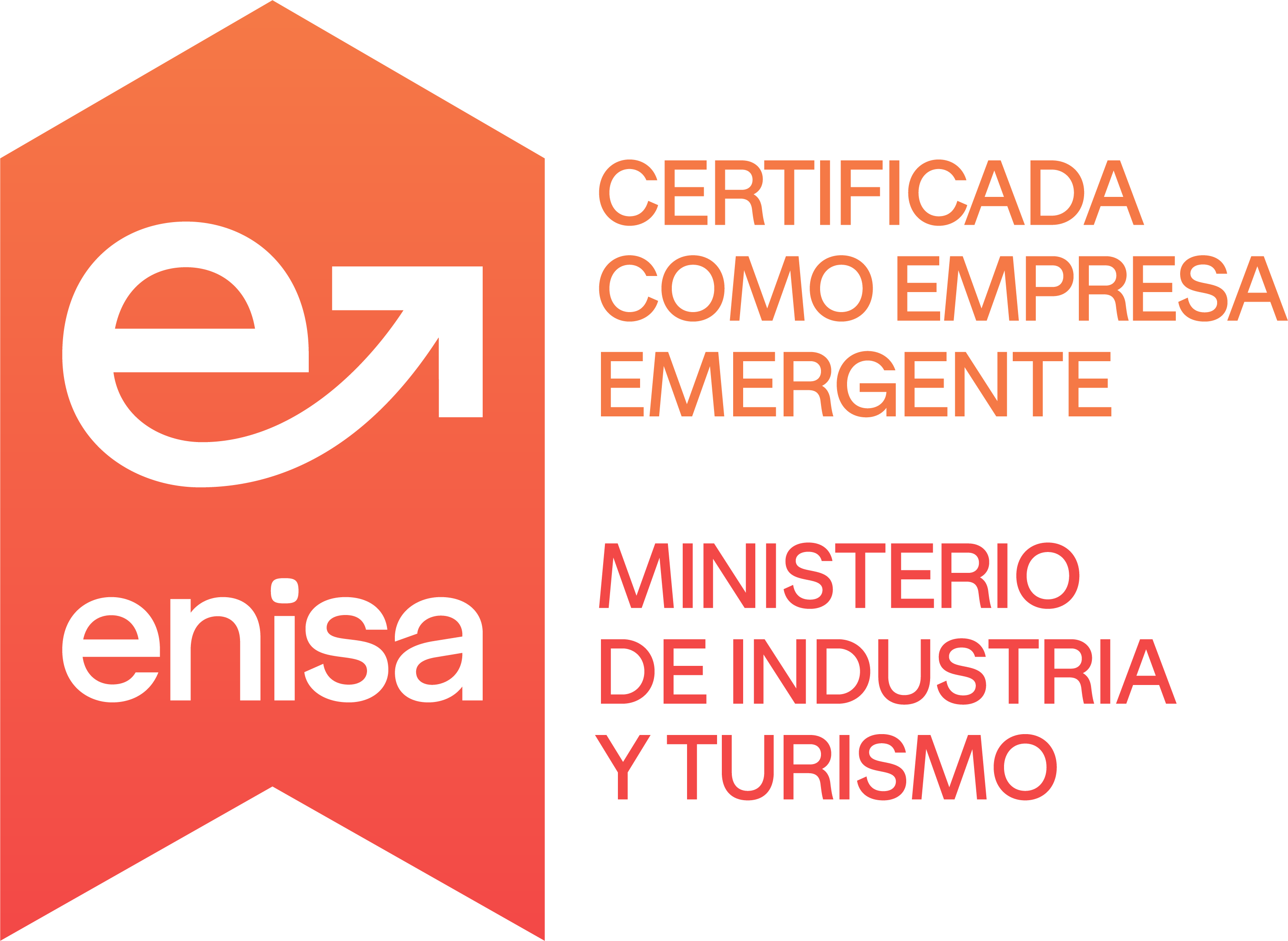 Certificada como empresa emergente por el Ministerio de industria y turismno